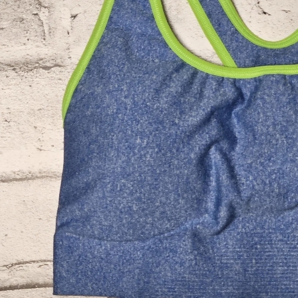 Champion Blue Sports Bra with Green Trim - Picture 4 of 7